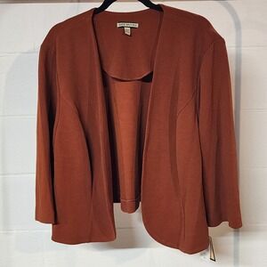 NWT‎ Maya Brooke Rust Orange Textured Open Front Cardigan Jacket Plus Size 20W
